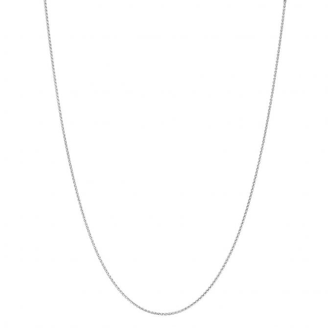 White Gold 1.25 mm Round Wheat Chain, 16"